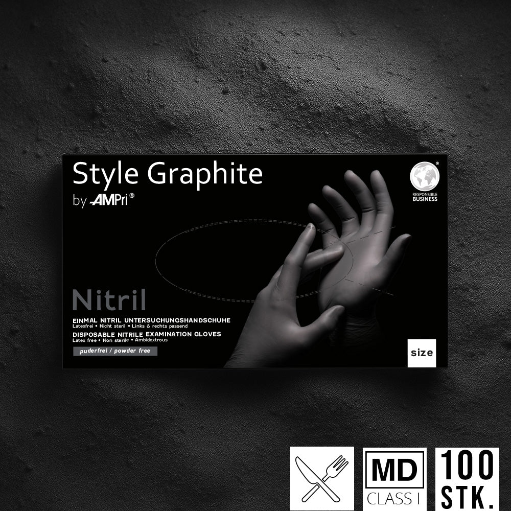 Anthrazit Premium Nitrilhandschuhe – Style Graphite 🩶 | XS–XL | 100 Stück | Puderfrei & Latexfrei