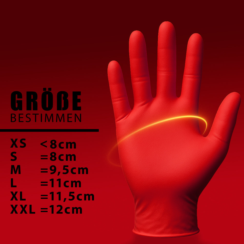 Rote Premium Nitrilhandschuhe – Style Hot Chili 🌶️ | XS–XL | 100 Stück | Puderfrei & Latexfrei