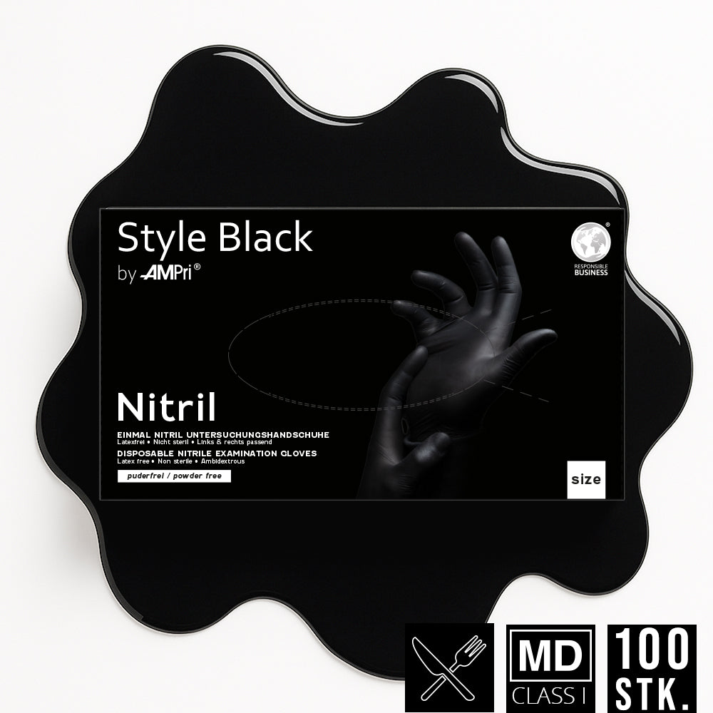 Schwarze Premium Nitrilhandschuhe – Style Black 🖤 | XS–XXL | 100 Stück | Puderfrei & Latexfrei