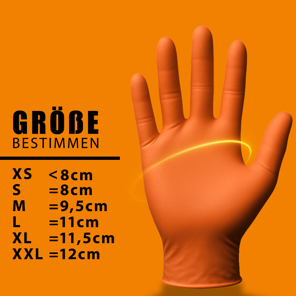 Orange Premium Nitrilhandschuhe – Style Orange 🍊 | XS–XL | 100 Stück | Puderfrei & Latexfrei