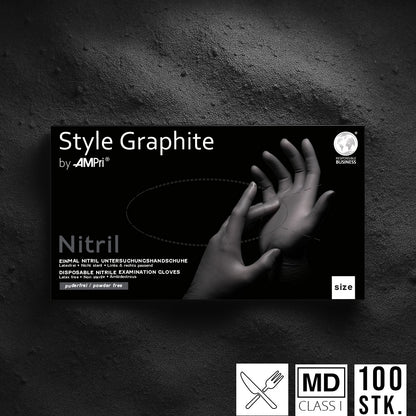 Anthrazit Premium Nitrilhandschuhe – Style Graphite 🩶 | XS–XL | 100 Stück | Puderfrei &amp; Latexfrei