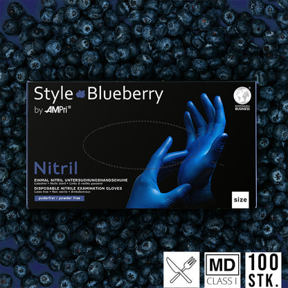 Dunkelblaue Premium Nitrilhandschuhe – Style Blueberry 🫐 | XS–XL | 100 Stück | Puderfrei &amp; Latexfrei