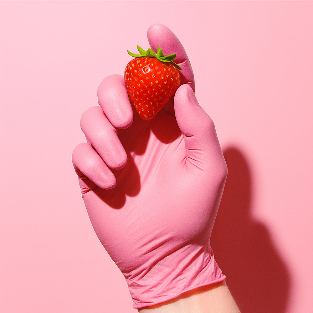 Rosa Premium Nitrilhandschuhe – Style Strawberry 🍓 | XS-L | 100 Stück | Puderfrei &amp; Latexfrei