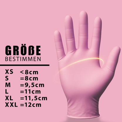 Rosa Premium Nitrilhandschuhe – Style Strawberry 🍓 | XS-L | 100 Stück | Puderfrei &amp; Latexfrei