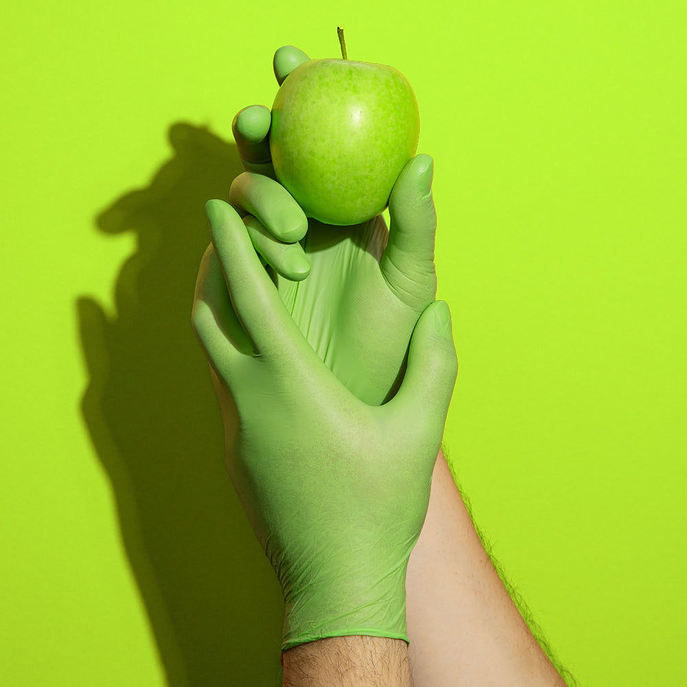 Apfelgrüne Premium Nitrilhandschuhe – Style Apple 🍏 | XS–XL | 100 Stück | Puderfrei &amp; Latexfrei