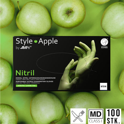 Apfelgrüne Premium Nitrilhandschuhe – Style Apple 🍏 | XS–XL | 100 Stück | Puderfrei &amp; Latexfrei