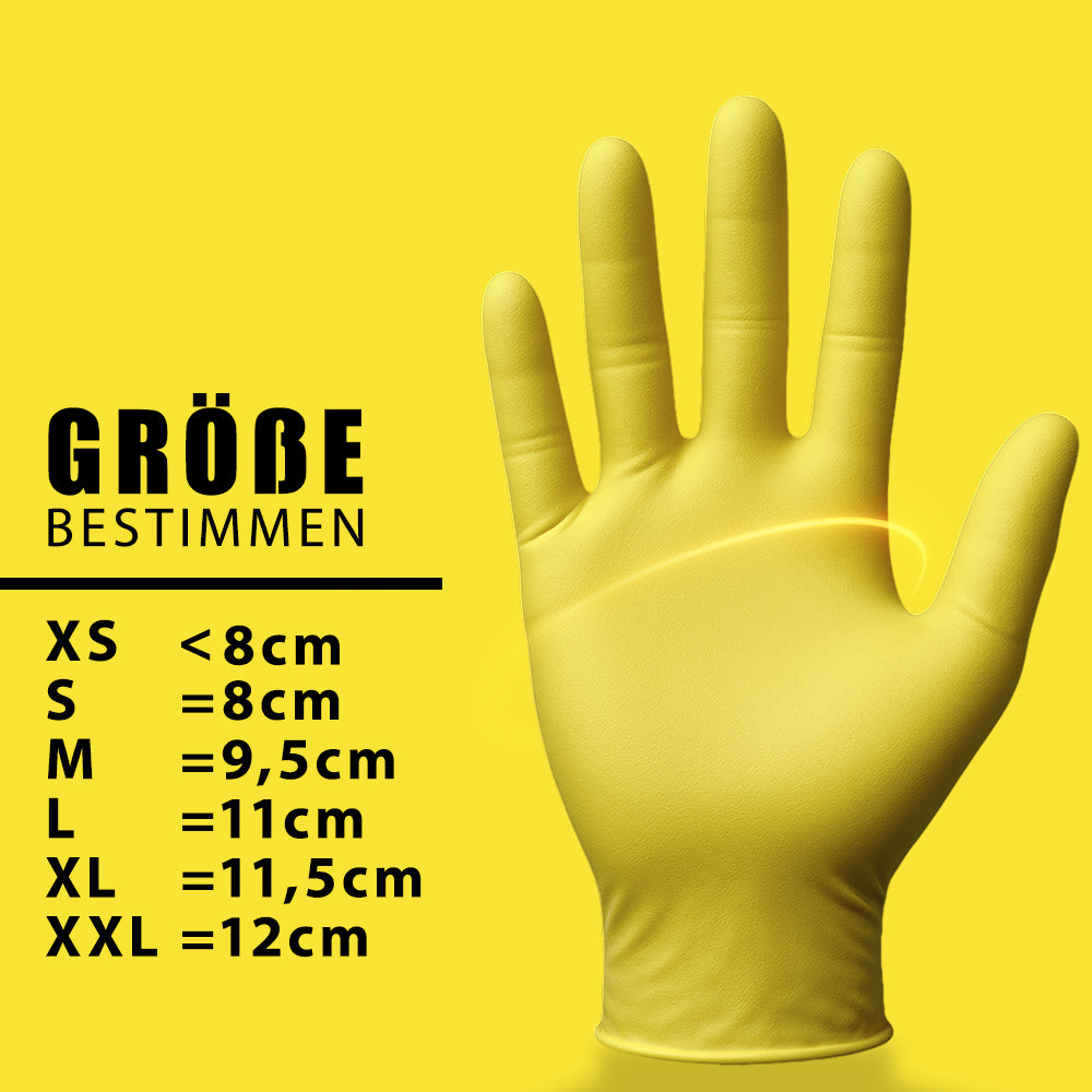 Gelbe Premium Nitrilhandschuhe – Style Lemon 🍋 | XS-XL | 100 Stück | Puderfrei &amp; Latexfrei