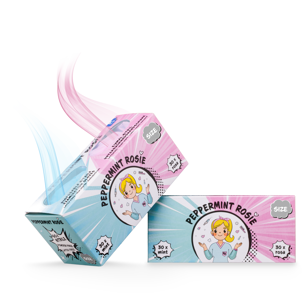 Peppermint Rosie Einmalhandschuhe | XS–XL | 60 Stück | Puderfrei &amp; Latexfrei