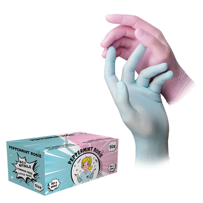 Peppermint Rosie Einmalhandschuhe | XS–XL | 60 Stück | Puderfrei &amp; Latexfrei