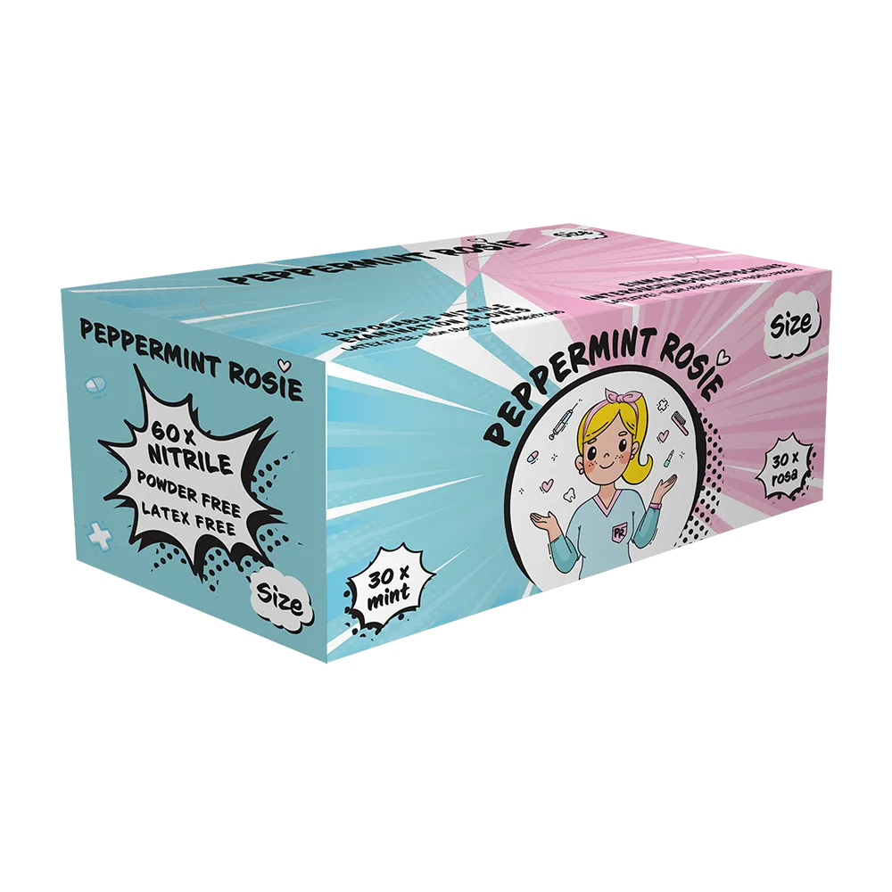 Peppermint Rosie Einmalhandschuhe | XS–XL | 60 Stück | Puderfrei &amp; Latexfrei