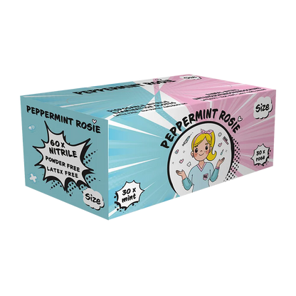 Peppermint Rosie Einmalhandschuhe | XS–XL | 60 Stück | Puderfrei &amp; Latexfrei