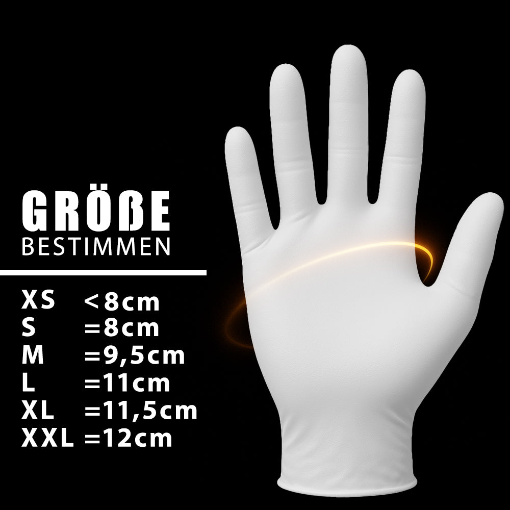 Weiße Nitrilhandschuhe Style White Soft Plus von LEGENDS by AMPri – an der Hand getragen